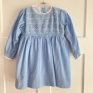 Smockingbird corduroy smocking dress elegant blue size 4